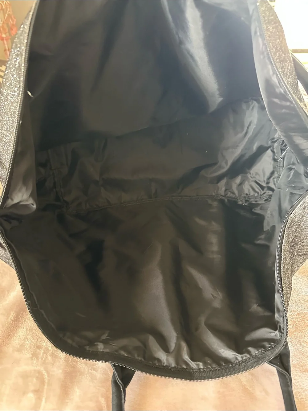 Victoria's Secret Glitter Tote in Silver and Black